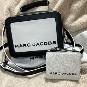 NWT Marc Jacobs Black and White The Box 20 Cross Body with Compact Zip Wallet
